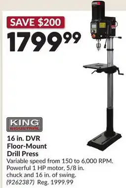 Princess Auto 16 in. DVR Floor-Mount Drill Press offer