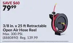 Princess Auto 3/8 in. x 25 ft Retractable Open Air Hose Reel offer