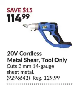Princess Auto 20V Cordless Metal Shear, Tool Only offer