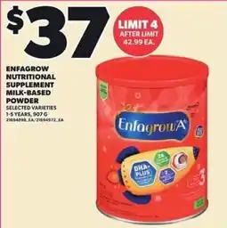 Loblaws Enfagrow nutritional supplement milk-based powder offer