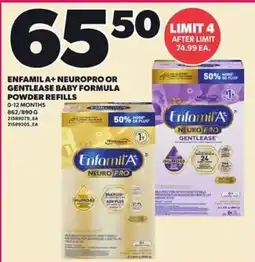 Loblaws Enfamil A+ NeuroPro or Gentlease baby formula powder refills offer
