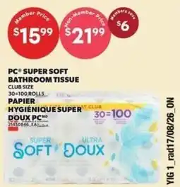 Independent Grocer PC super soft bathroom tissue offer