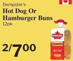 Village Food Markets Dempster's hot dog or hamburger buns offer