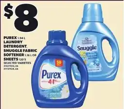 Loblaws Purex laundry detergent snuggle fabric softener sheets offer