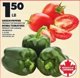 Loblaws Green pepper or roma tomatoes offer