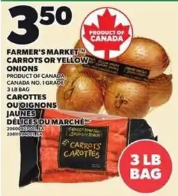 Independent Grocer Farmer's Market carrots or yellow onions offer