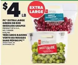 Independent Grocer PC extra large green or red seedless grapes offer