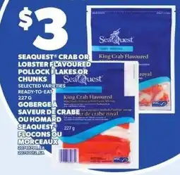 Independent Grocer Seaquest crab or lobster flavoured pollock flakes or chunks offer