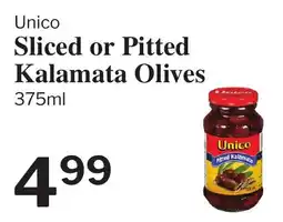 Village Food Markets Unico Sliced or Pitted Kalamata Olives offer