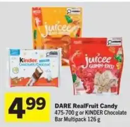 Co-op Dare realfruit candy or kinder chocolate bar multipack offer