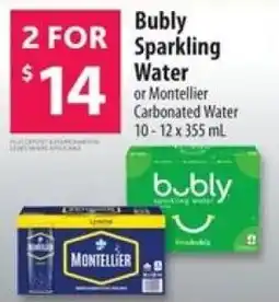 Co-op Bubly Sparkling Water or Montellier Carbonated Water offer