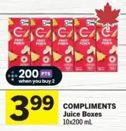 Co-op Compliments Juice Boxes offer