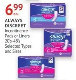 Guardian Pharmacy Always discreet incontinence pads or liners offer