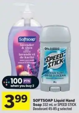 Co-op Softsoap liquid hand soap or speed stick deodorant offer