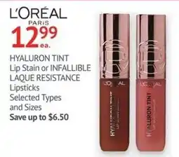 Guardian Pharmacy L'oreal hyaluron tint lip stain or infallible laque resistance lipsticks offer