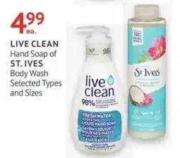 Guardian Pharmacy Live Clean Hand Soap of St. Ives Body Wash offer