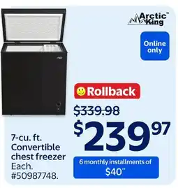 Walmart Arctic King 7-cu. ft. Convertible chest freezer offer