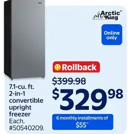 Walmart Arctic King 7.1-cu. ft. 2-in-1 convertible upright freezer offer