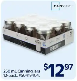 Walmart MAINSTAYS 250 mL Canning jars offer