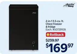 Walmart Arctic King 2-in-1 3.5-cu. ft. Chest freezer & fridge offer