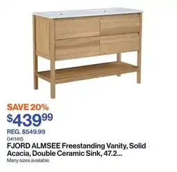 Patrick Morin ALMSEE Freestanding Vanity, Solid Acacia, Double Ceramic Sink, 47.2 in offer
