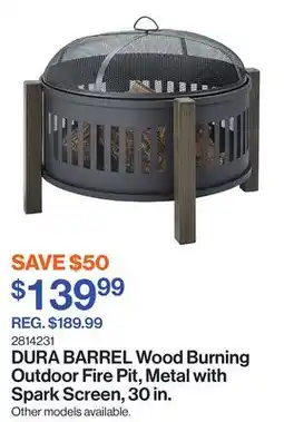 Patrick Morin BARREL Wood Burning Outdoor Fire Pit, Metal with Spark Screen, 30 in offer