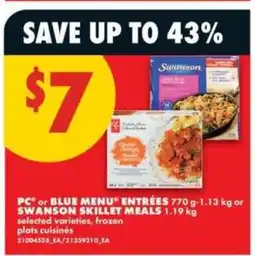 No Frills PC or Blue Menu Entrées or Swanson Skillet Meals offer