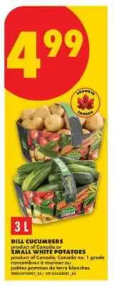 No Frills DILL CUCUMBERS or SMALL WHITE POTATOES offer