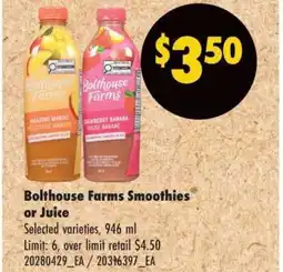 No Frills Bolthouse Farms Smoothies or Juice offer