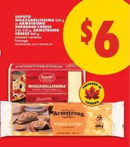No Frills Saputo Mozzarellissima or Armstrong Cheese offer