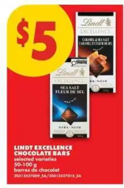 No Frills LINDT EXCELLENCE CHOCOLATE BARS offer