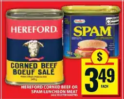 Food Basics Hereford corned beef or SPAM luncheon meat offer