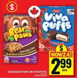 Food Basics Dare Bear Paws or Viva Puffs offer