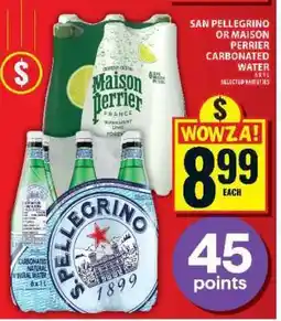 Food Basics San Pellegrino or Maison Perrier Carbonated Water offer