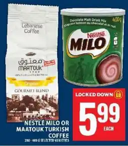 Food Basics Nestlé Milo or Maatouk Turkish Coffee offer