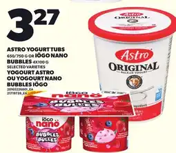 Independent City Market ASTRO YOGURT TUBS, 650/750 G OR IÖGO NANO BUBBLES offer