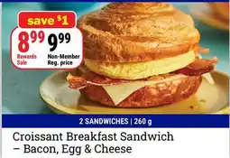 M & M Food Market Croissant Breakfast Sandwich - Bacon, Egg & Cheese offer