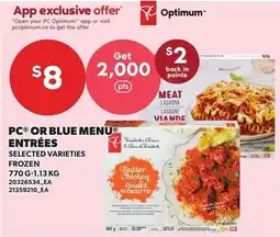 Loblaws Optimum entrées selected varieties frozen offer