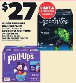Loblaws Huggies pull-ups training pants or goodnites nighttime underwear offer