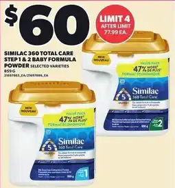 Loblaws Similac 360 total care step 1 & 2 baby formula powder selected varieties offer