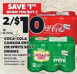 Loblaws Coca-Cola Canada Dry or Sprite soft drinks offer