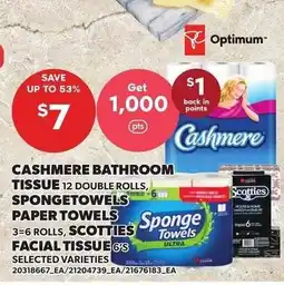 Loblaws Optimum Cashmere Bathroom Tissue Sponge Towels Paper Towels Facial Tissue offer