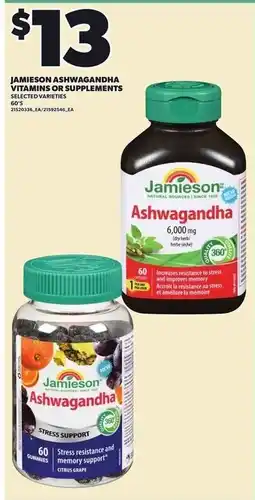 Loblaws Jamieson Ashwagandha vitamins or supplements offer
