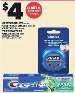 Loblaws Oral-B toothpaste or Oral-B floss offer