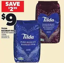 Loblaws Tilda basmati rice offer
