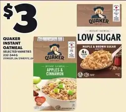 Loblaws Quaker instant oatmeal selected varieties offer