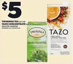Loblaws Twinings tea 20's or Tazo concentrate offer