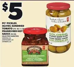 Loblaws pc pickles, olives, sundried tomato sauce offer