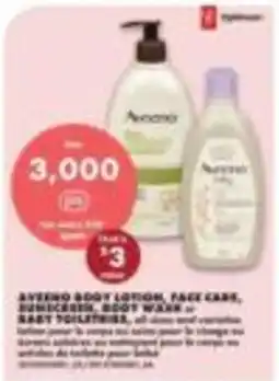 No Frills aveeno body lotion, face care, sunscreen, body wash offer