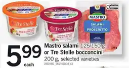 Loblaws Mastro salami or Tre Stelle bocconcini offer